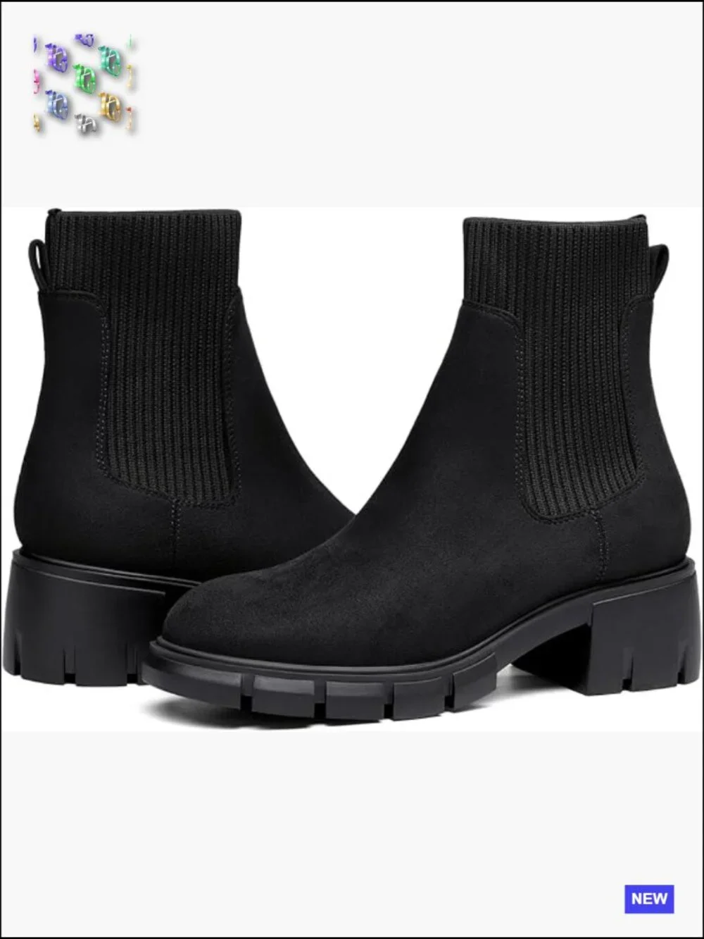 Chunky Heel Chelsea Booties Lug Sole Non-Slip Combat Ankle Boots Platform